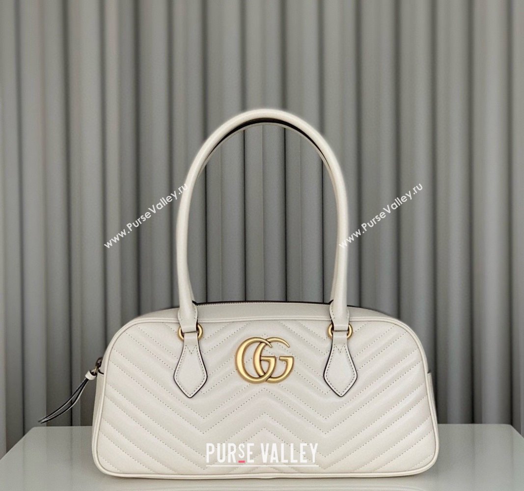 Gucci GG Marmont Leather Medium Top handle bag White 2024 795218 (DLH-240522004)