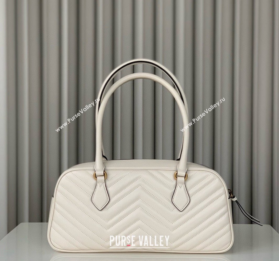 Gucci GG Marmont Leather Medium Top handle bag White 2024 795218 (DLH-240522004)