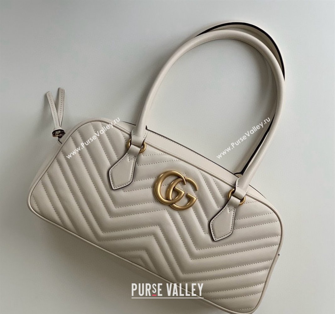 Gucci GG Marmont Leather Medium Top handle bag White 2024 795218 (DLH-240522004)