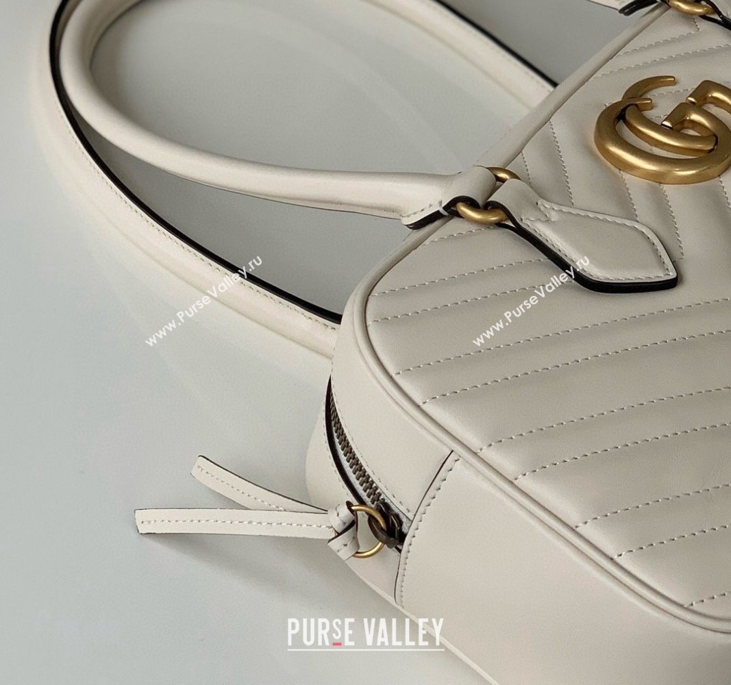 Gucci GG Marmont Leather Medium Top handle bag White 2024 795218 (DLH-240522004)