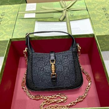 Gucci Jackie 1961 GG Canvas Mini Bag with Strass 675799 Black 2024 (DLH-240522015)