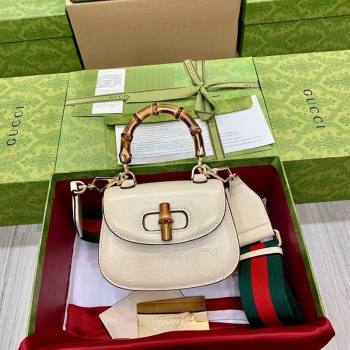 Gucci Bamboo 1947 Crinkled Patent Leather Mini Top Handle bag White 2024 786482 (DLH-240522016)