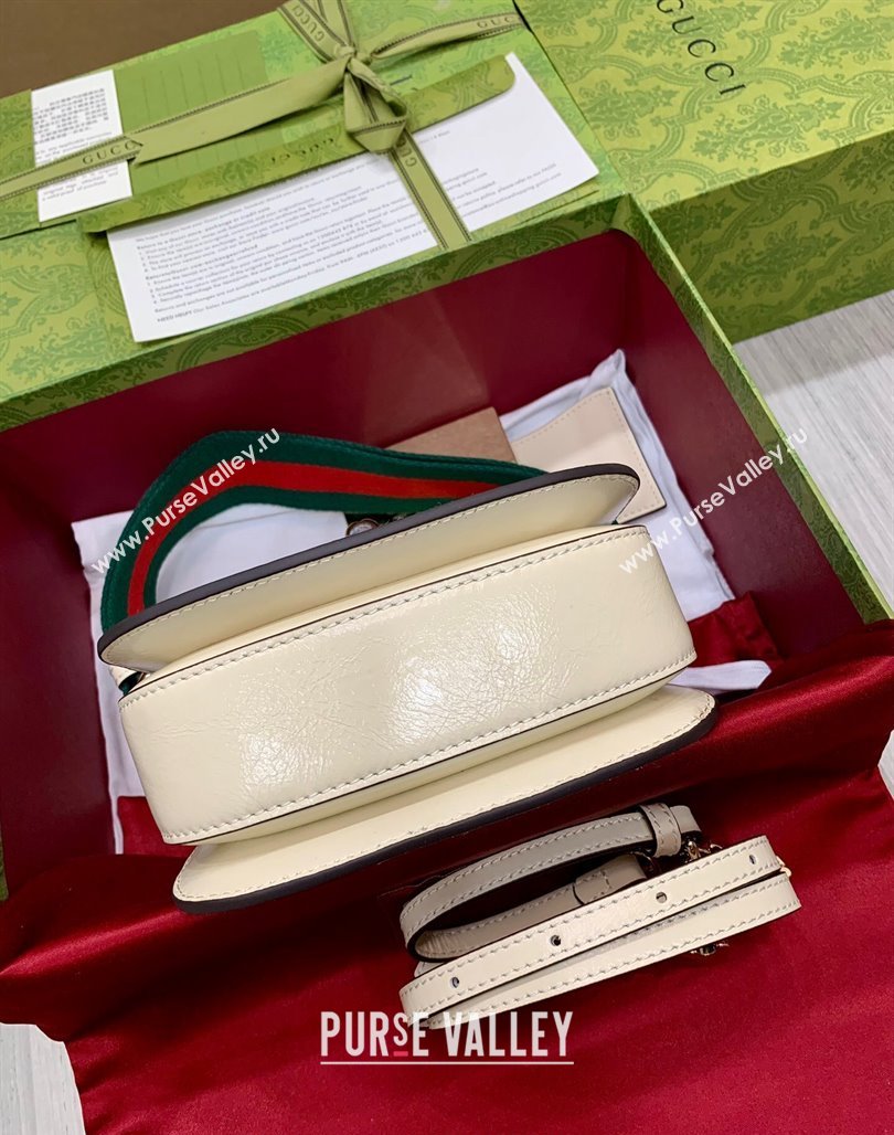 Gucci Bamboo 1947 Crinkled Patent Leather Mini Top Handle bag White 2024 786482 (DLH-240522016)