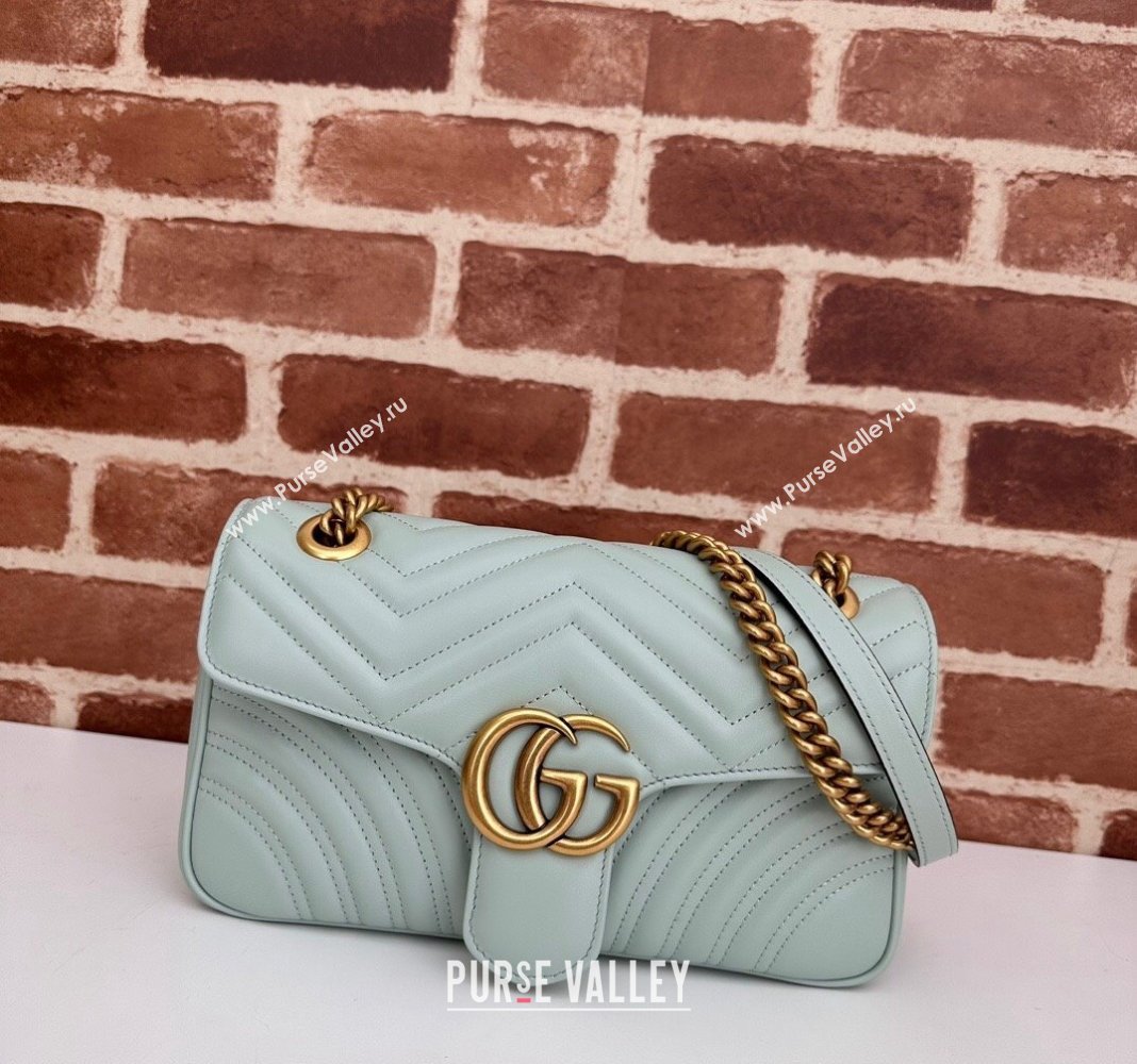 Gucci GG Marmont Matelasse Leather Small Shoulder Bag 443497 Pale Green 2024 (DLH-240522021)