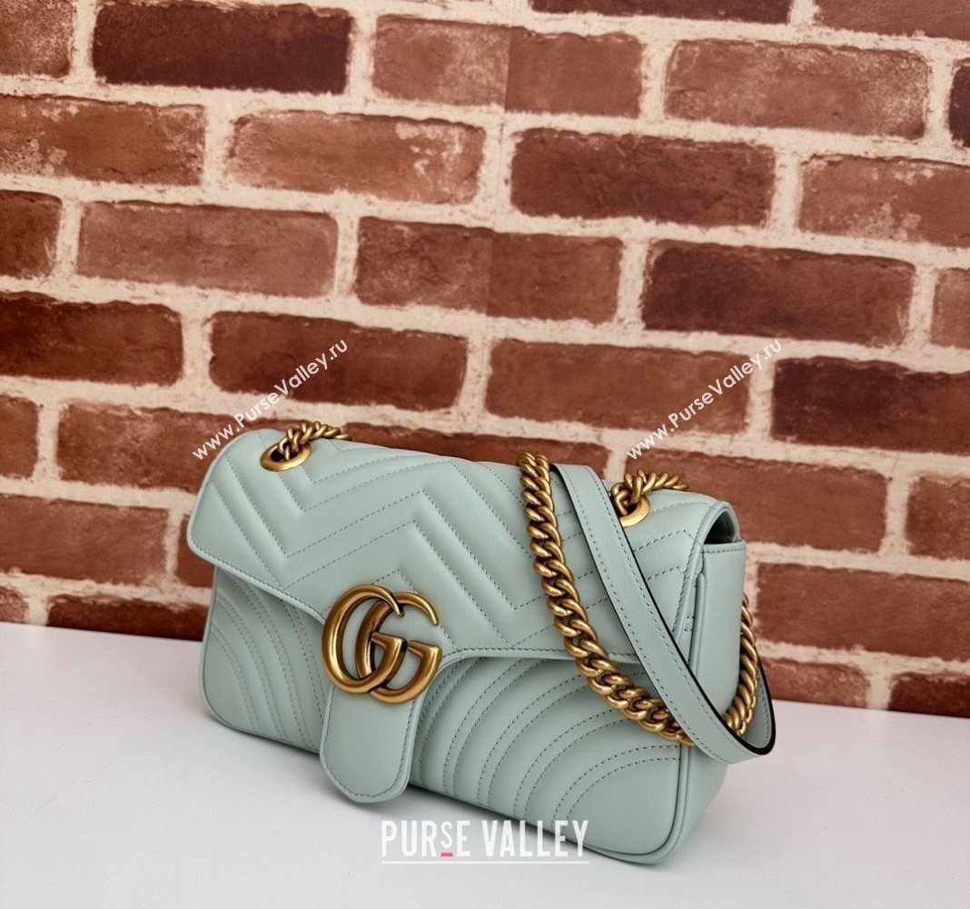 Gucci GG Marmont Matelasse Leather Small Shoulder Bag 443497 Pale Green 2024 (DLH-240522021)