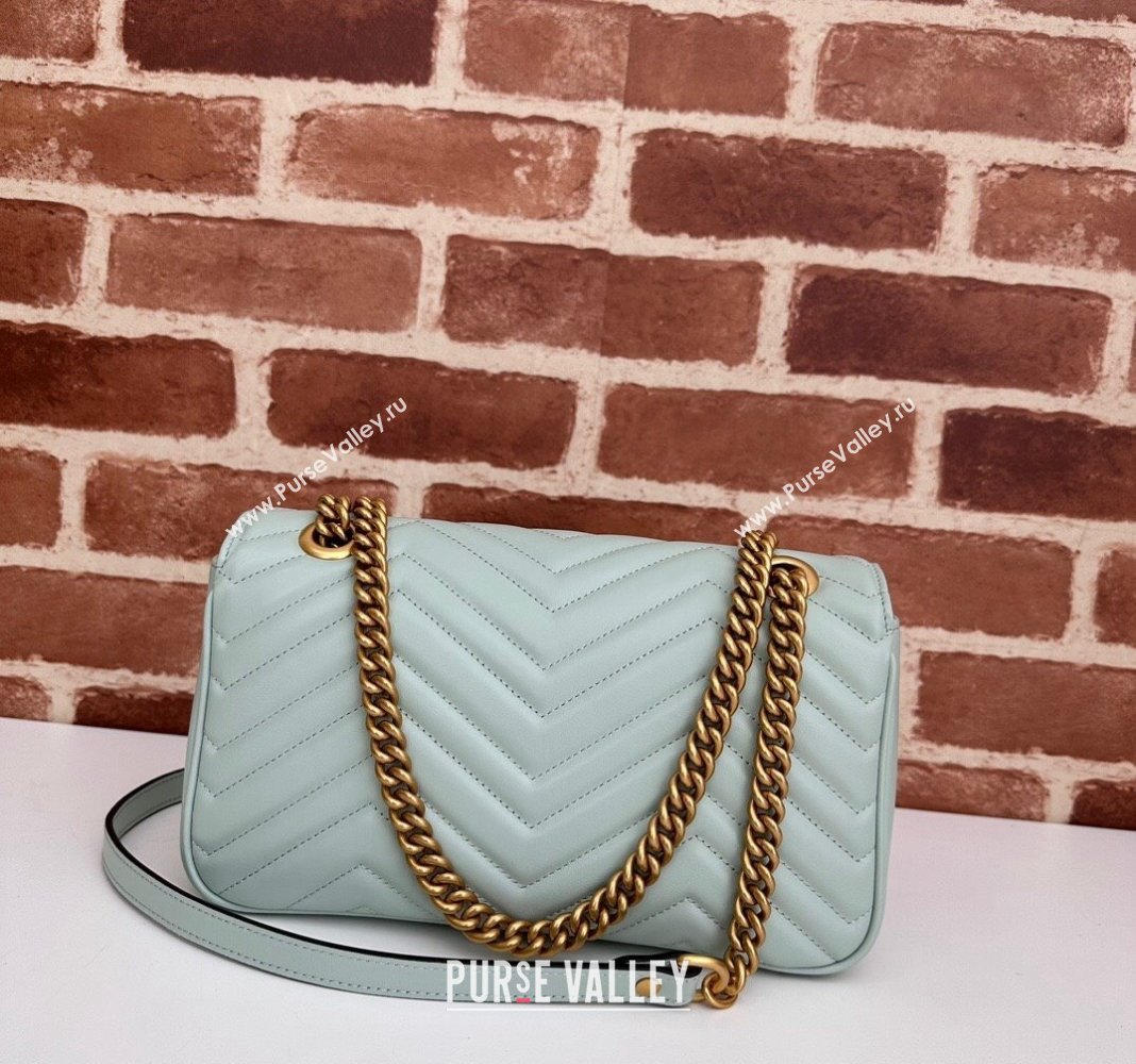 Gucci GG Marmont Matelasse Leather Small Shoulder Bag 443497 Pale Green 2024 (DLH-240522021)