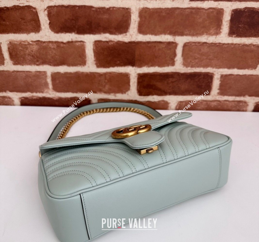 Gucci GG Marmont Matelasse Leather Small Shoulder Bag 443497 Pale Green 2024 (DLH-240522021)