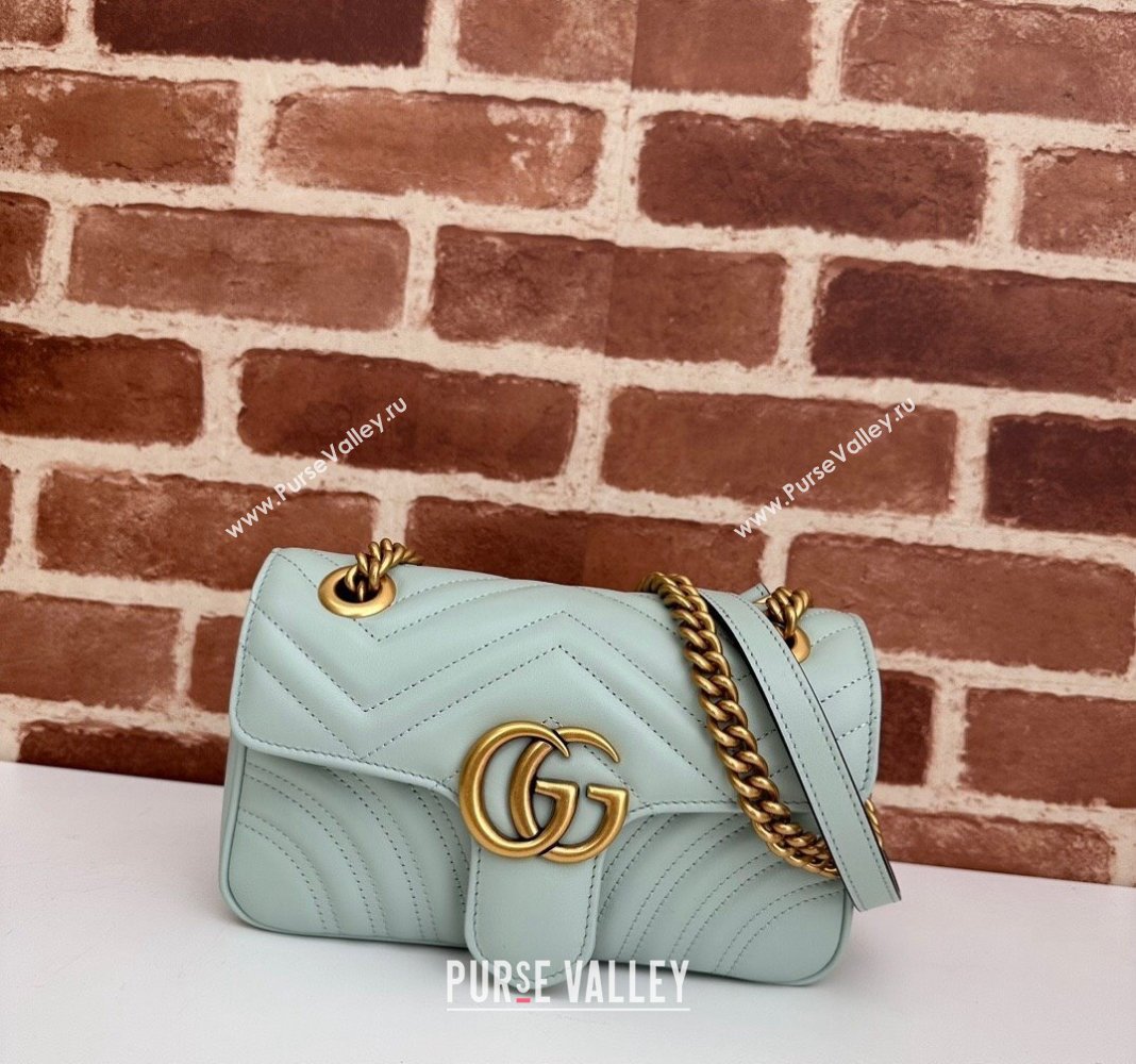 Gucci GG Marmont Matelasse Leather Mini Bag 446744 Pale Green 2024 (DLH-240522022)