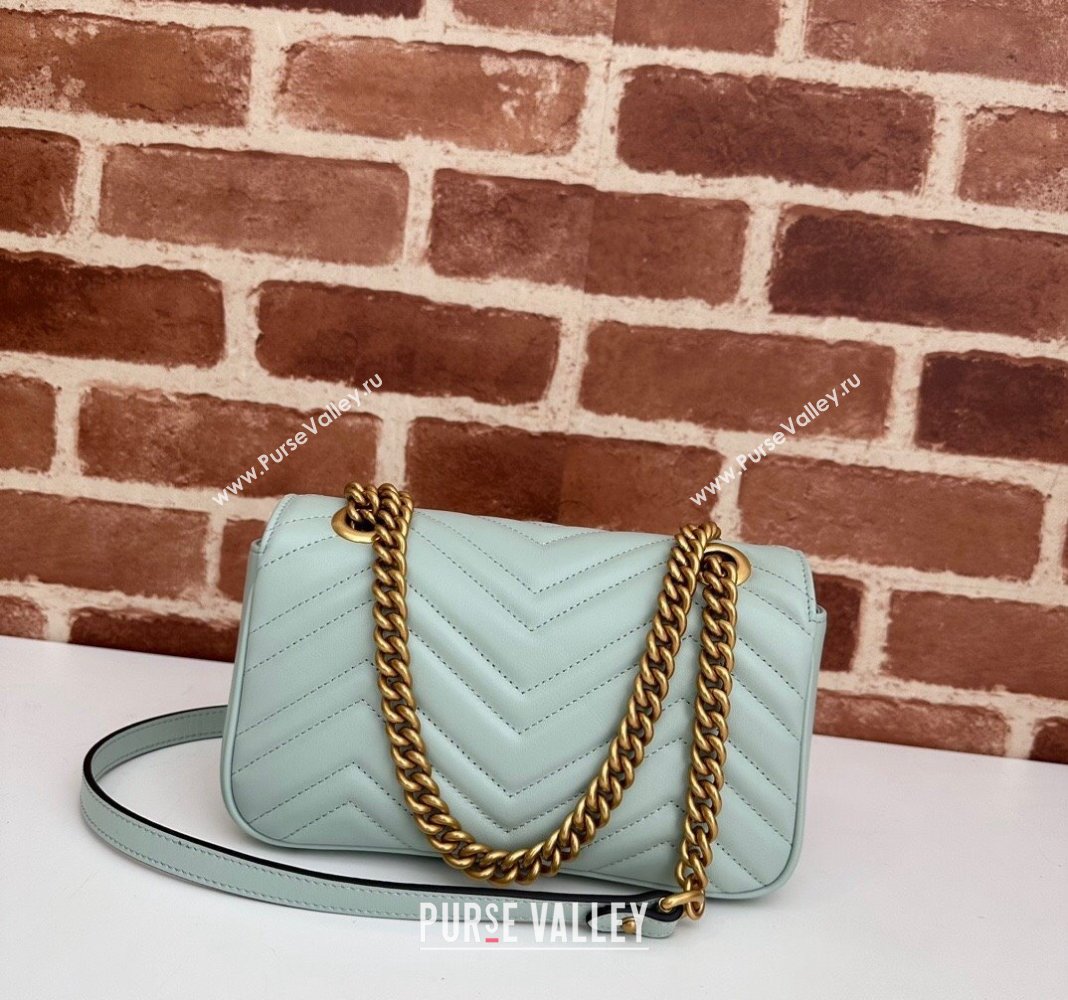 Gucci GG Marmont Matelasse Leather Mini Bag 446744 Pale Green 2024 (DLH-240522022)