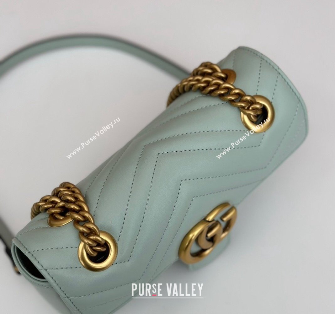 Gucci GG Marmont Matelasse Leather Mini Bag 446744 Pale Green 2024 (DLH-240522022)