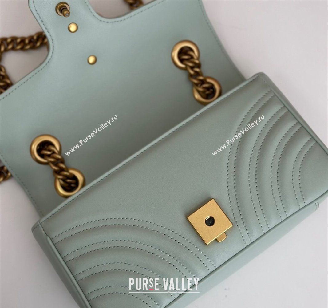 Gucci GG Marmont Matelasse Leather Mini Bag 446744 Pale Green 2024 (DLH-240522022)