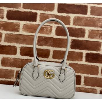 Gucci GG Marmont Leather Small Top handle bag Light Grey 2024 795199 (DLH-240522002)