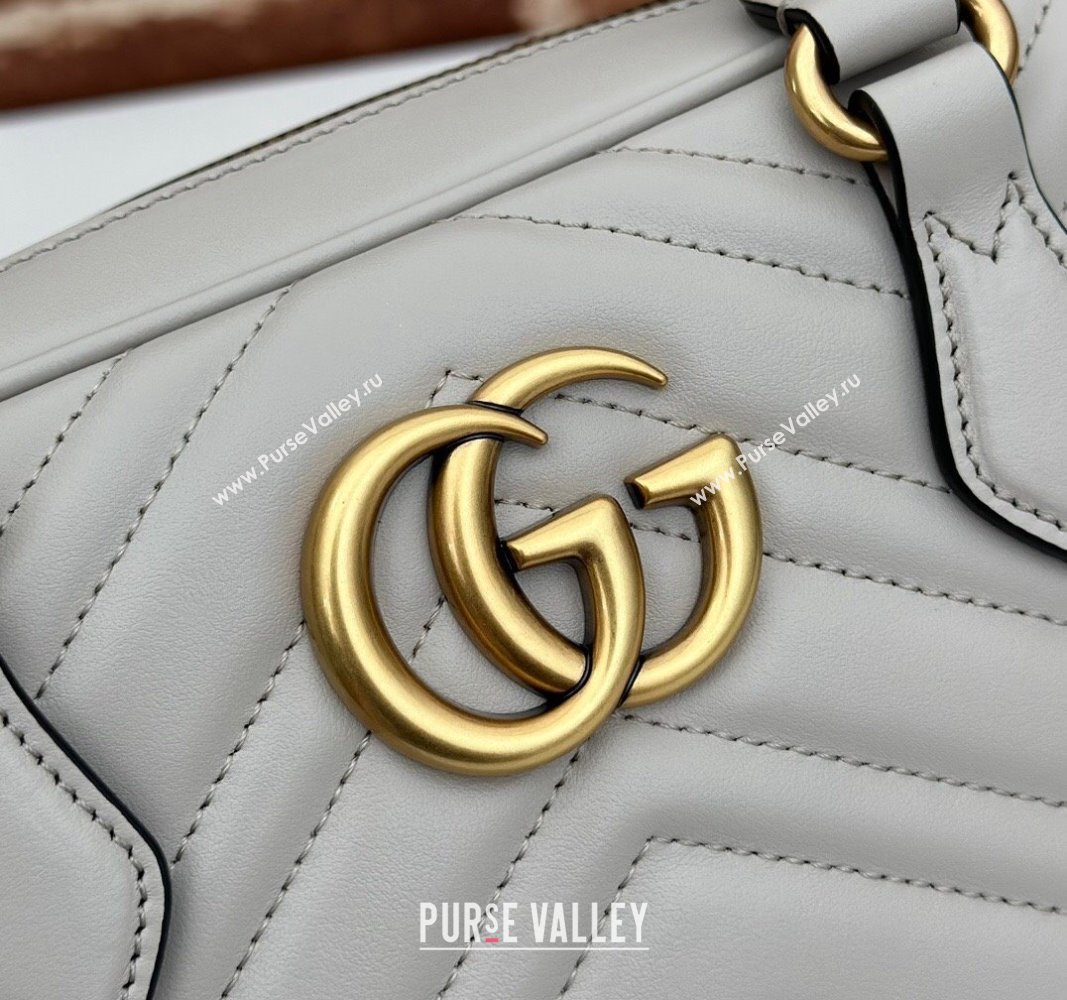 Gucci GG Marmont Leather Small Top handle bag Light Grey 2024 795199 (DLH-240522002)