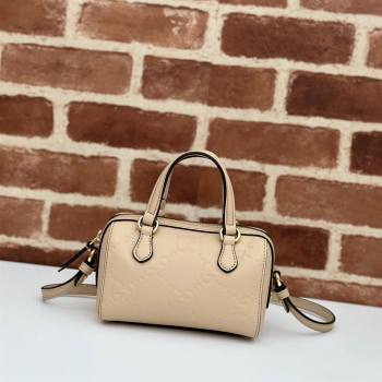 Gucci GG Leather Super Mini Top Handle bag Beige 2024 ‎790130 (DLH-240521099)