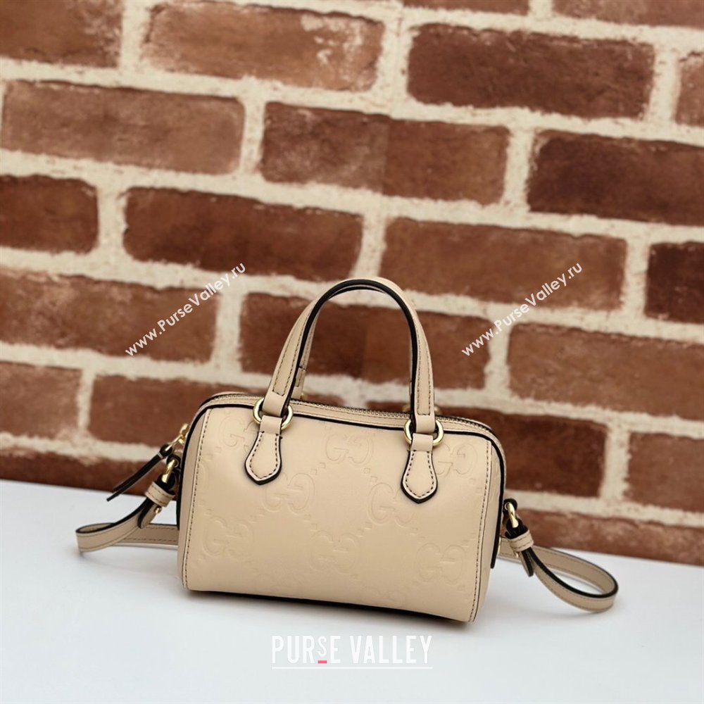 Gucci GG Leather Super Mini Top Handle bag Beige 2024 ‎790130 (DLH-240521099)