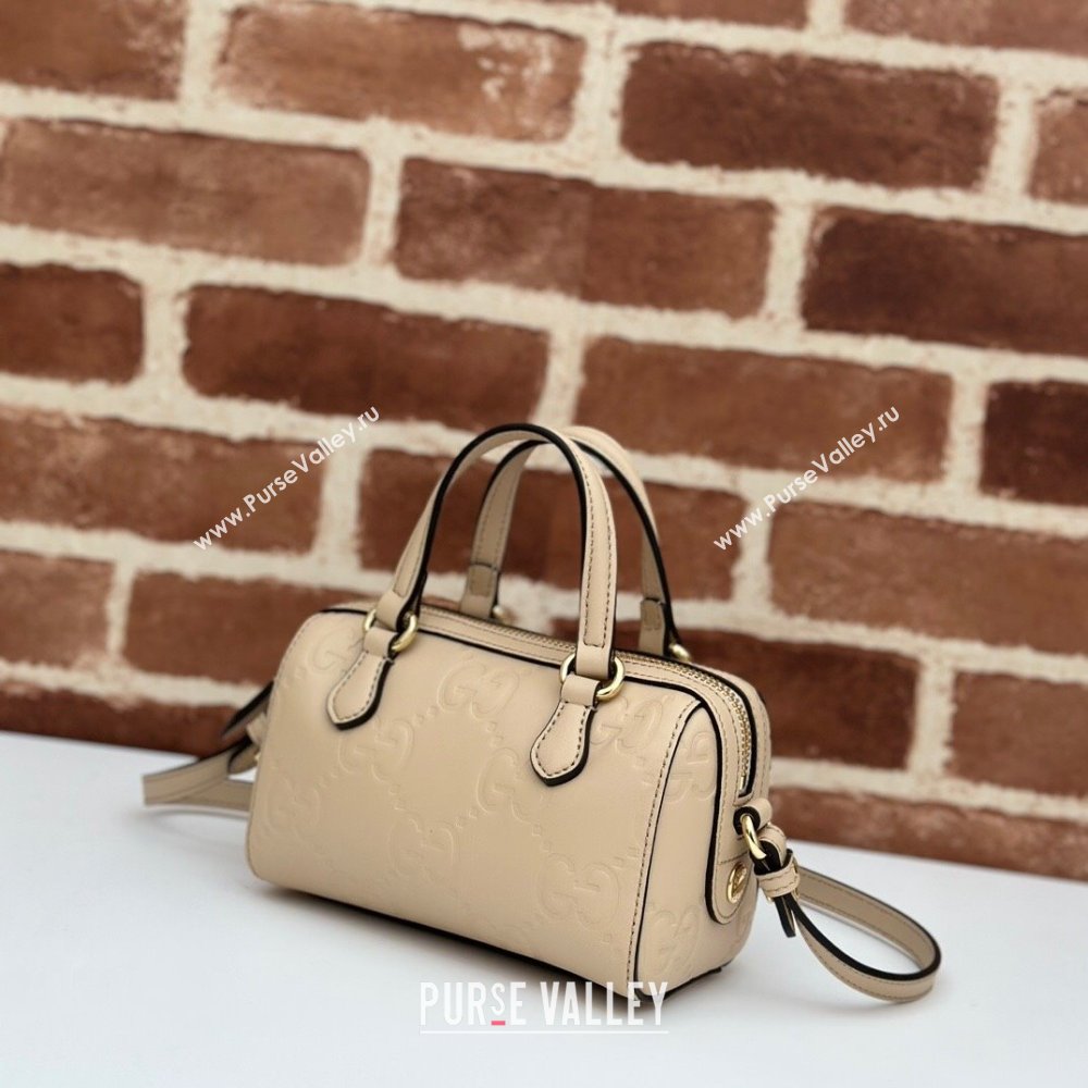 Gucci GG Leather Super Mini Top Handle bag Beige 2024 ‎790130 (DLH-240521099)