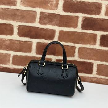 Gucci GG Leather Super Mini Top Handle bag Black 2024 ‎790130 (DLH-240521098)