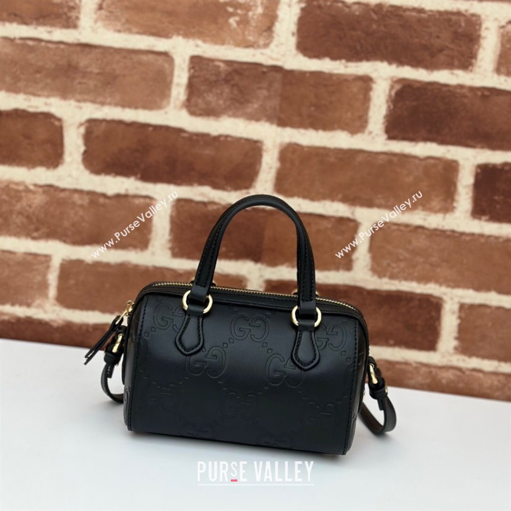 Gucci GG Leather Super Mini Top Handle bag Black 2024 ‎790130 (DLH-240521098)