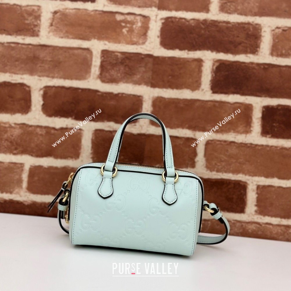 Gucci GG Leather Super Mini Top Handle bag Light Green 2024 ‎790130 (DLH-240521101)