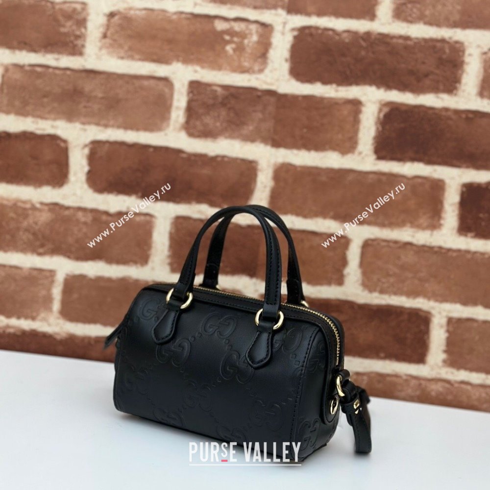 Gucci GG Leather Super Mini Top Handle bag Black 2024 ‎790130 (DLH-240521098)