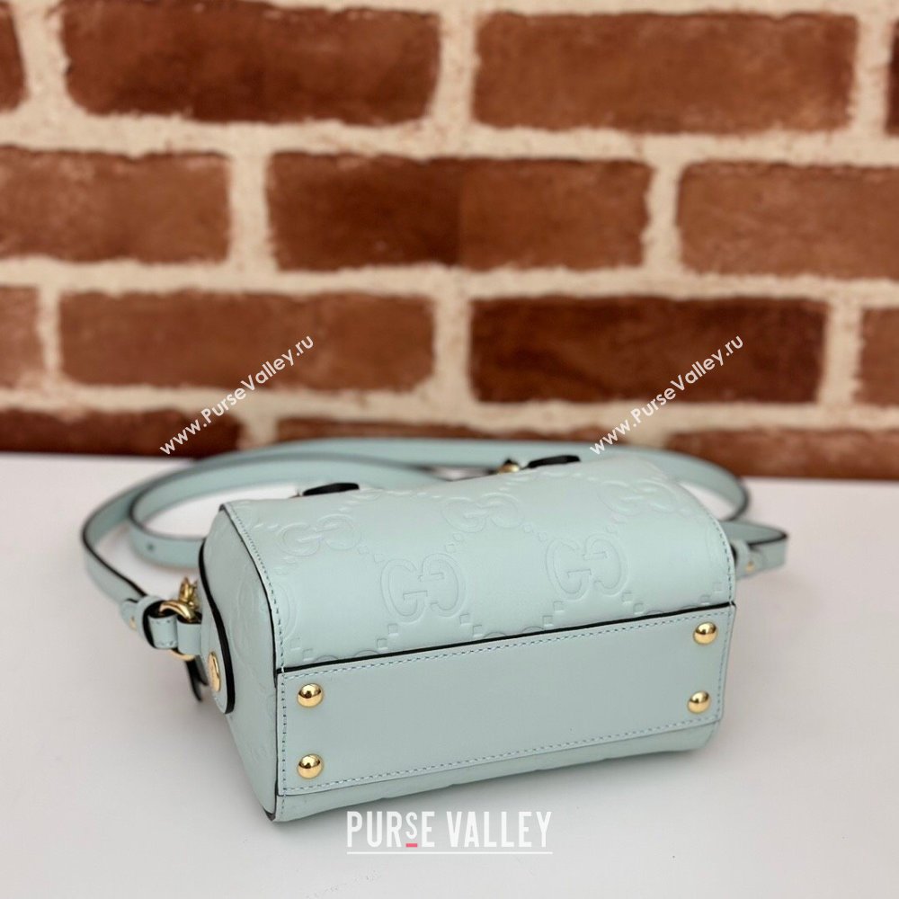 Gucci GG Leather Super Mini Top Handle bag Light Green 2024 ‎790130 (DLH-240521101)