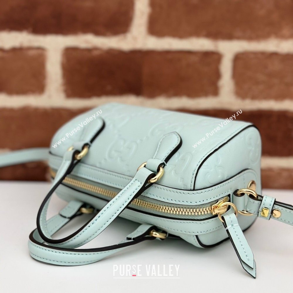 Gucci GG Leather Super Mini Top Handle bag Light Green 2024 ‎790130 (DLH-240521101)