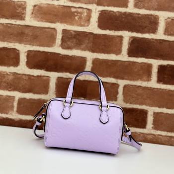 Gucci GG Leather Super Mini Top Handle bag Light Purple 2024 ‎790130 (DLH-240521102)