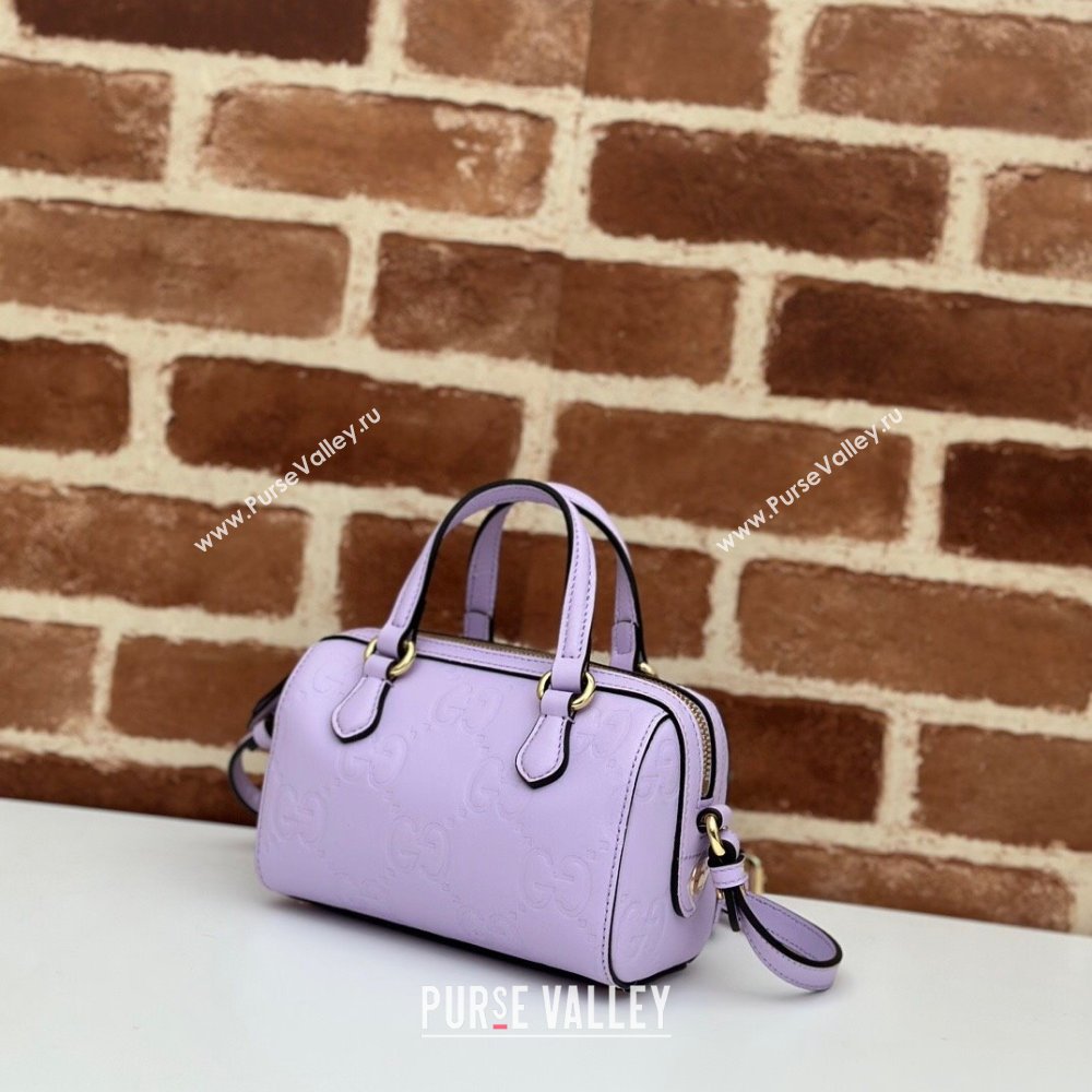 Gucci GG Leather Super Mini Top Handle bag Light Purple 2024 ‎790130 (DLH-240521102)