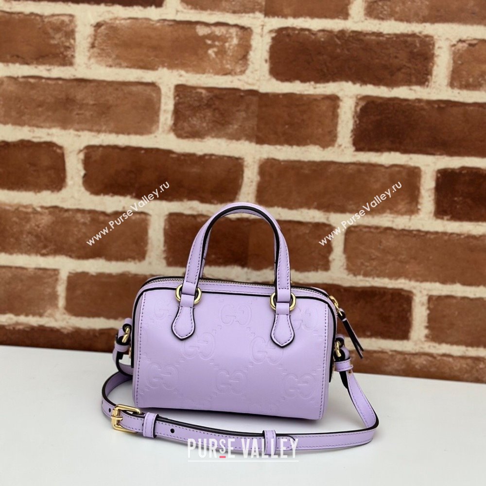 Gucci GG Leather Super Mini Top Handle bag Light Purple 2024 ‎790130 (DLH-240521102)