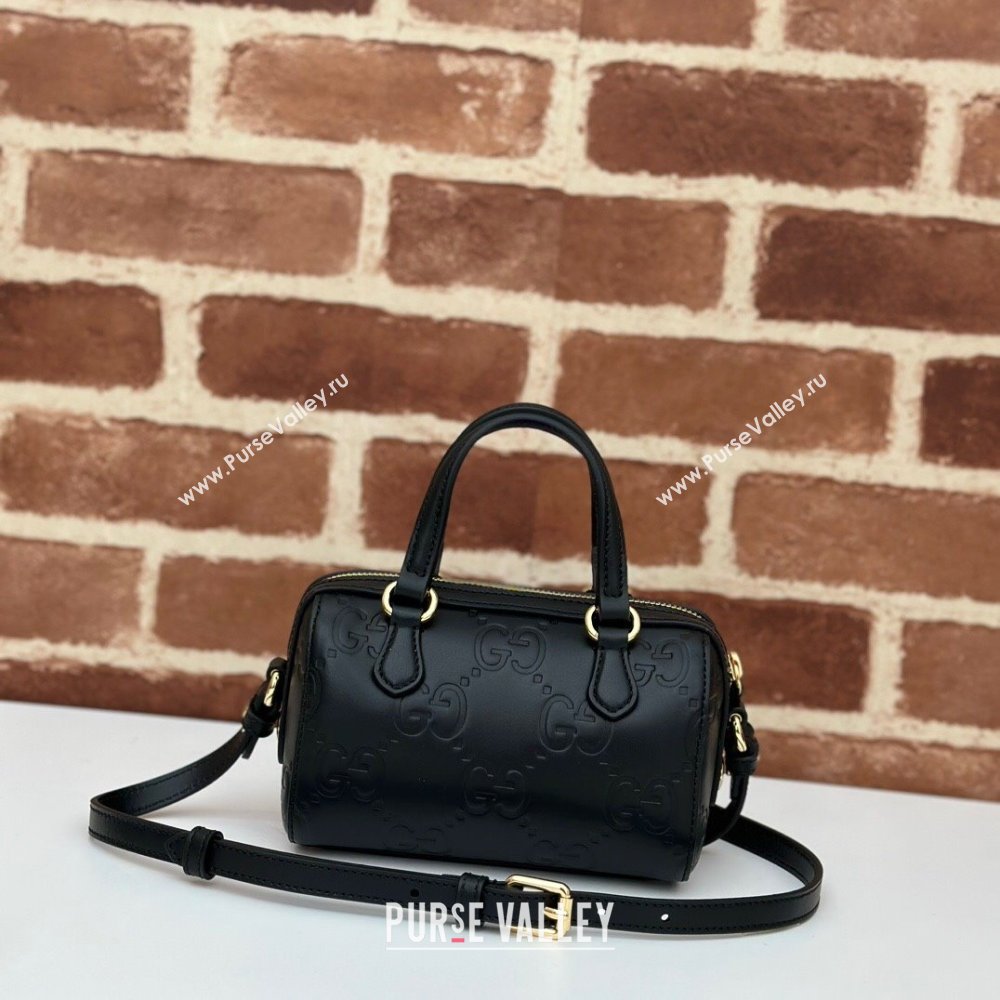 Gucci GG Leather Super Mini Top Handle bag Black 2024 ‎790130 (DLH-240521098)