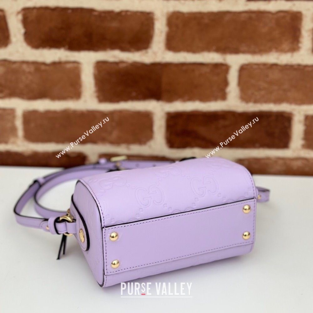 Gucci GG Leather Super Mini Top Handle bag Light Purple 2024 ‎790130 (DLH-240521102)