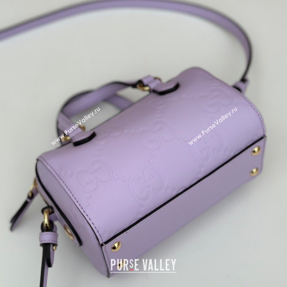 Gucci GG Leather Super Mini Top Handle bag Light Purple 2024 ‎790130 (DLH-240521102)