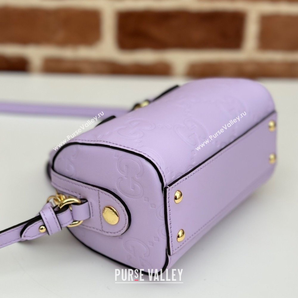 Gucci GG Leather Super Mini Top Handle bag Light Purple 2024 ‎790130 (DLH-240521102)