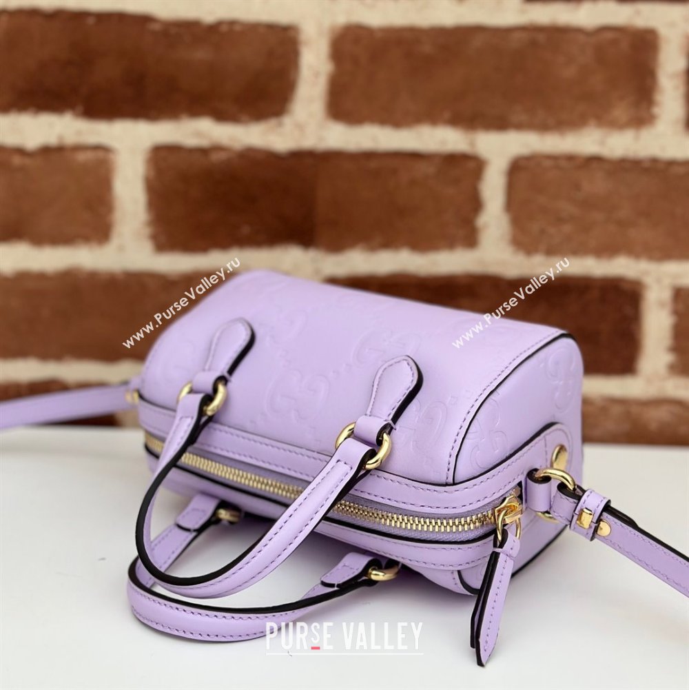 Gucci GG Leather Super Mini Top Handle bag Light Purple 2024 ‎790130 (DLH-240521102)