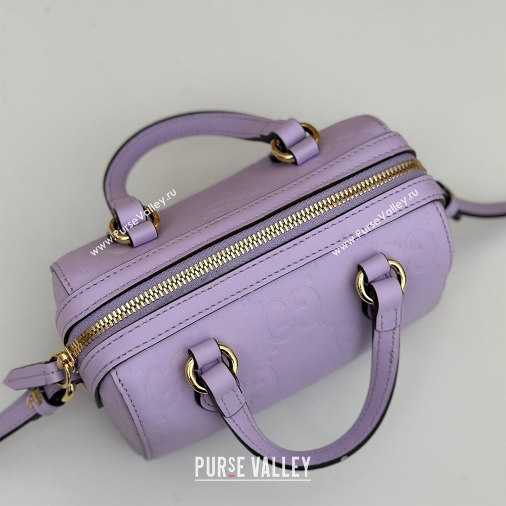 Gucci GG Leather Super Mini Top Handle bag Light Purple 2024 ‎790130 (DLH-240521102)