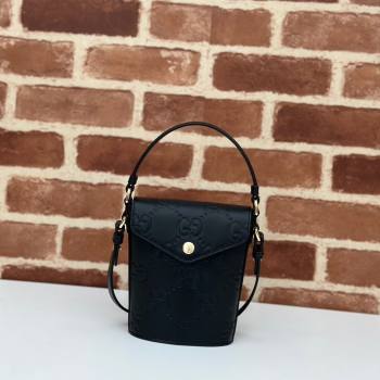 Gucci GG Leather Super Mini Top Handle bag Black 2024 772795 (DLH-240521103)