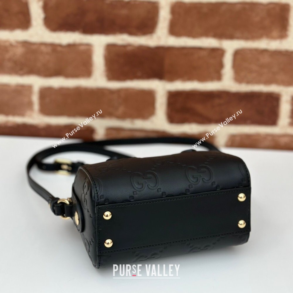 Gucci GG Leather Super Mini Top Handle bag Black 2024 ‎790130 (DLH-240521098)