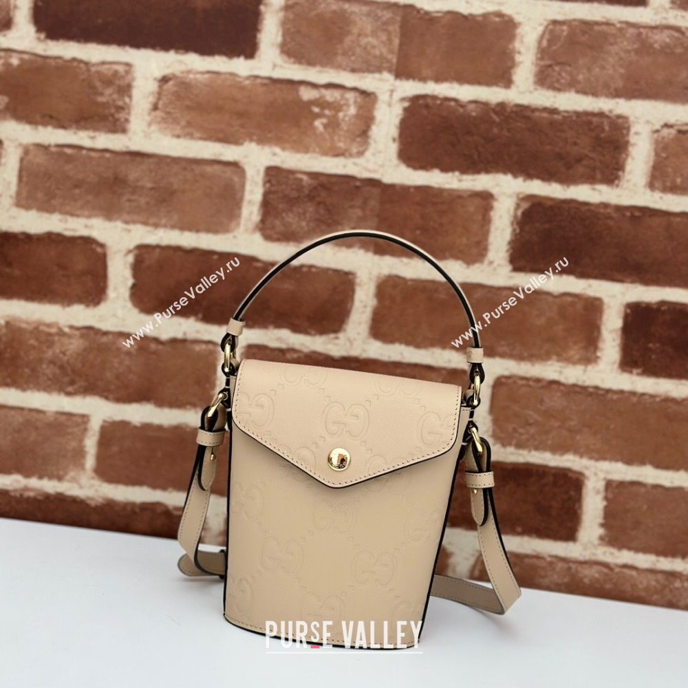 Gucci GG Leather Super Mini Top Handle bag Beige 2024 772795 (DLH-240521104)