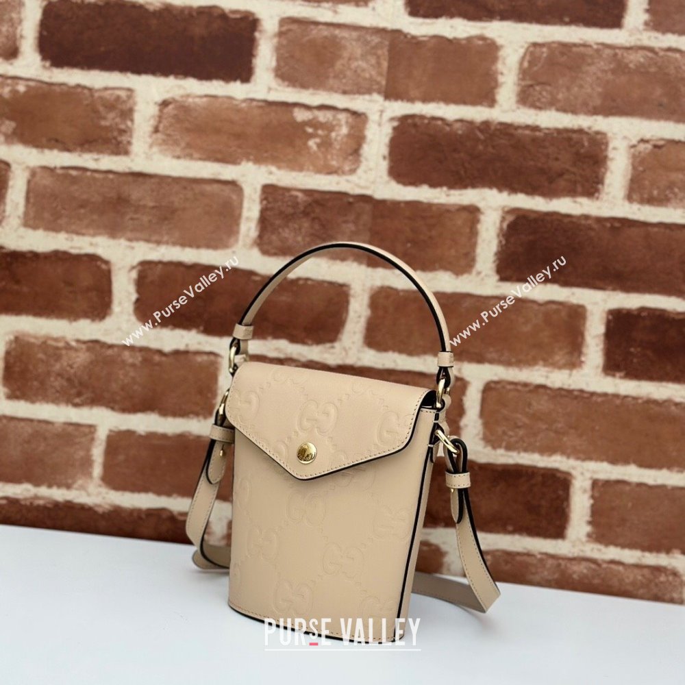 Gucci GG Leather Super Mini Top Handle bag Beige 2024 772795 (DLH-240521104)