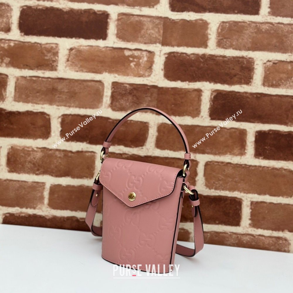 Gucci GG Leather Super Mini Top Handle bag Light Pink 2024 772795 (DLH-240521105)