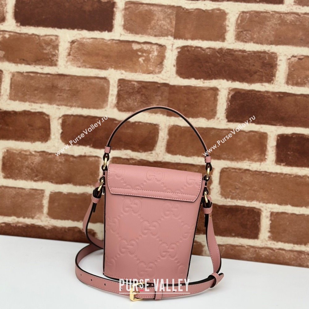 Gucci GG Leather Super Mini Top Handle bag Light Pink 2024 772795 (DLH-240521105)