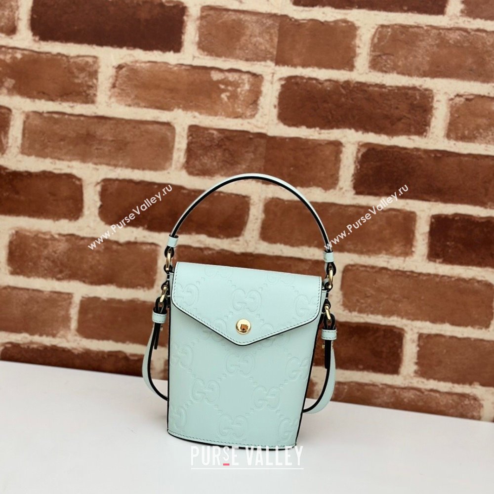 Gucci GG Leather Super Mini Top Handle bag Light Green 2024 772795 (DLH-240521106)