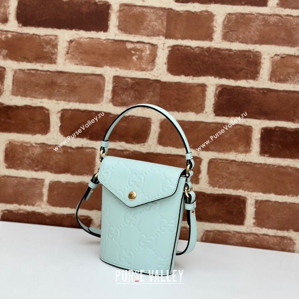 Gucci GG Leather Super Mini Top Handle bag Light Green 2024 772795 (DLH-240521106)