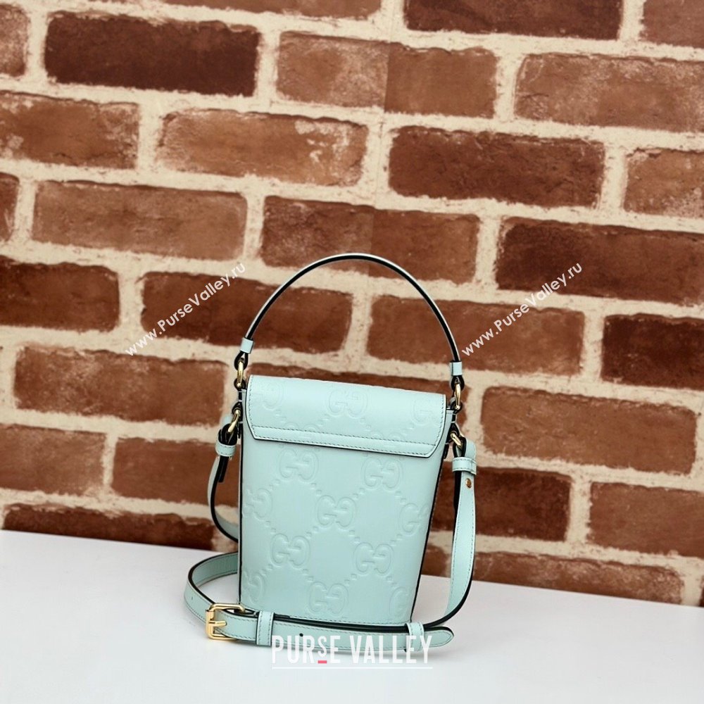 Gucci GG Leather Super Mini Top Handle bag Light Green 2024 772795 (DLH-240521106)