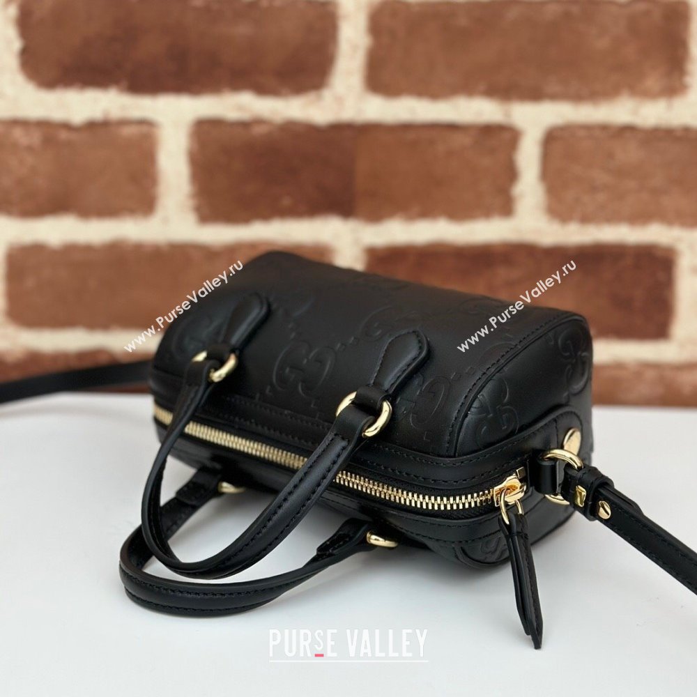 Gucci GG Leather Super Mini Top Handle bag Black 2024 ‎790130 (DLH-240521098)