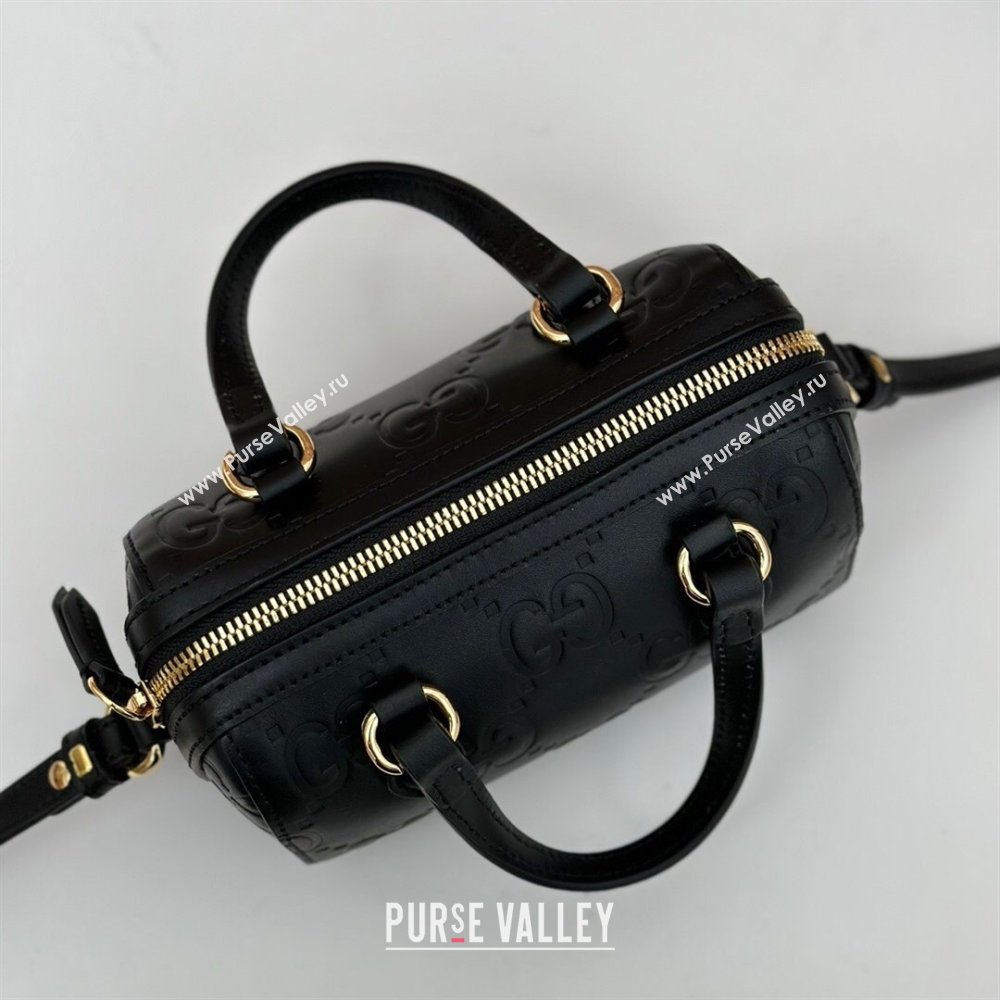 Gucci GG Leather Super Mini Top Handle bag Black 2024 ‎790130 (DLH-240521098)