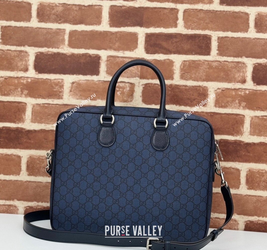 Gucci Ophidia GG Canvas Medium Briefcase Blue 2024 792116 (DLH-240522040)