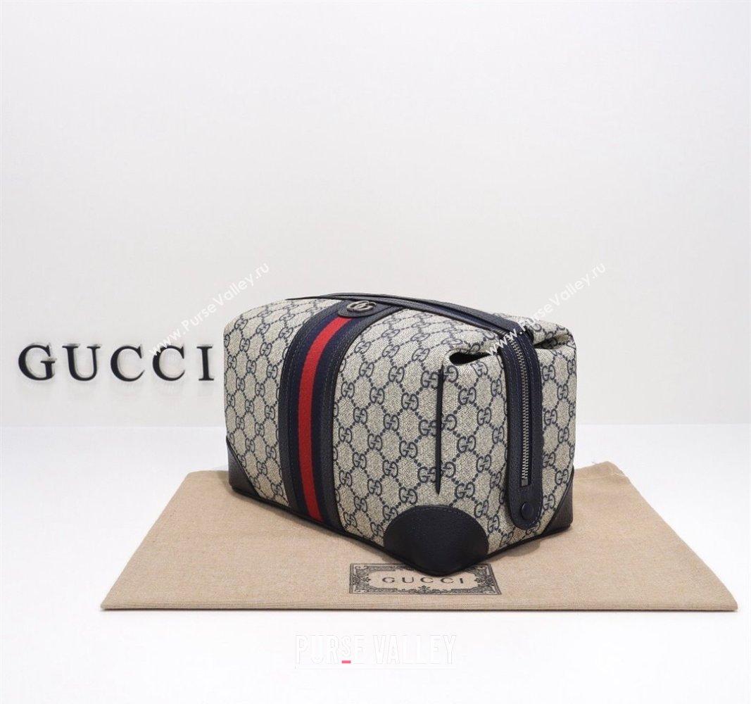 Gucci Savoy GG Canvas Toiletry Case 739391 Beige/Blue 2024 (DLH-240522025)