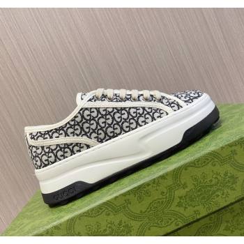 Gucci Tennis 1977 GG Canvas Jacquard Low-top Platform Sneakers 5cm Black/White 2024 0605 (MD-240605001)