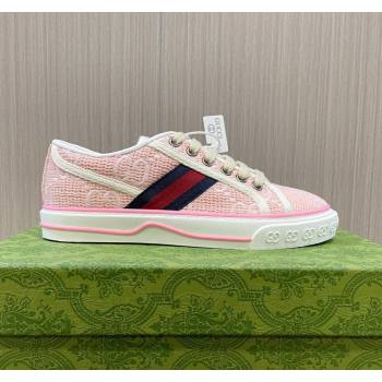 Gucci Tennis 1977 Low-top Sneakers in GG Embroidered Crochet Cotton Light Pink 2024 0605 (MD-240605012)
